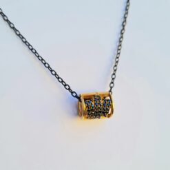Collana Uomo in Argento Brunito e Angelo con Zirconi Neri MAN22