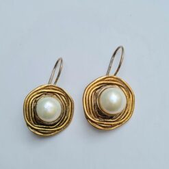 Orecchini Spirale e Perla in Argento e Bronzo