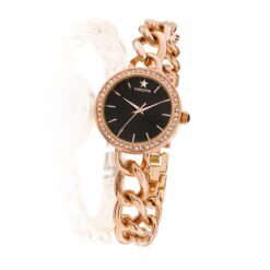 Orologio Freedom Oro Rosa Nero con Zirconi