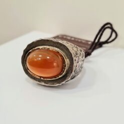 Ursumando Anello Corniola Arancione Argento Bronzo Martellato Artigianale AN505
