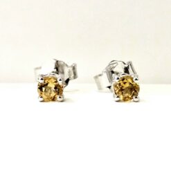 Orecchini Punto Luce in Oro Bianco e Quarzo Citrino Giallo