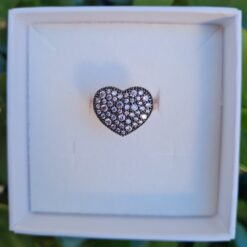 Anello Marcello Pane Heart in Argento Rosa Rosè e Pavè di Zirconi Rosa