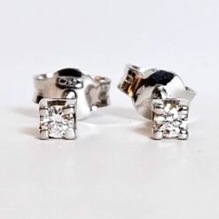 Orecchini Punto Luce in Oro Bianco e Diamanti Bianchi ct.0,18