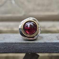 Anello Ursumando in Argento e Bronzo Granato Rosso AN454