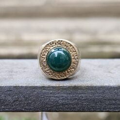 Anello Agata Verde in Argento e Bronzo