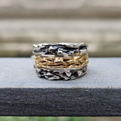 Anello Fascia 3 Fili in Argento e Bronzo