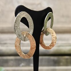 Orecchini Ovali Incatenati in Argento e Bronzo