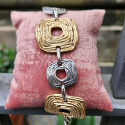 Ursumando Bracciale Ghirigori Argento Bronzo Martellato Artigianale BR840