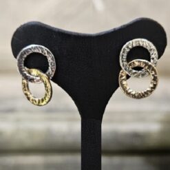 Orecchini MAEVA Cerchi Mini intrecciati Argento Bronzo lav.artigianale-2 misure