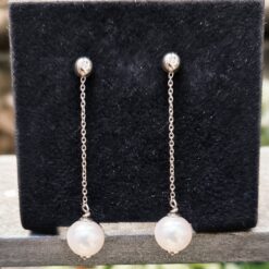 Orecchini Punto Luce in Oro Bianco Perle e Diamanti