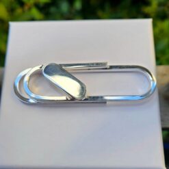 Fermasoldi in Argento 925 canna quadrata con piastrina PERSONALIZZABILE