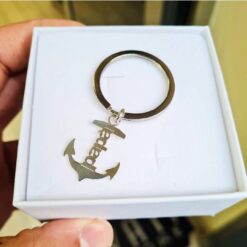 Portachiavi Ancora Papà Acciaio e Argento PERSONALIZZABILE