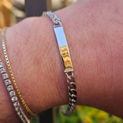 Bracciale Targhetta Oro 9 kt e Argento 925 Lunghezza 19/22 cm PERSONALIZZABILE