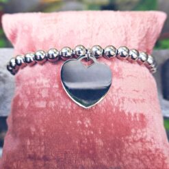 Bracciale Palline 4 mm e Cuore in Argento Personalizzabile anallergico