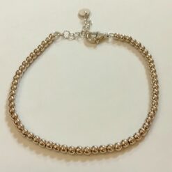 Bracciale Argento Palline 3 mm Lunghezza 17,5/20,5 cm Regolabile ANALLERGICO