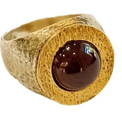 Ursumando Anello con Granato Argento e Bronzo Martellato Lav.Artigianale AN591