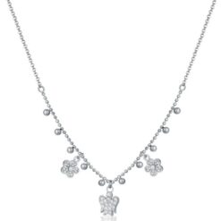 Roberto Giannotti Collana con Angelo e Fiori Charms in Argento e zirconi GIA388