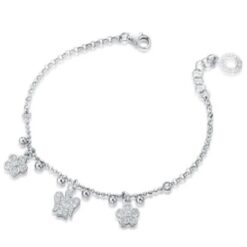 Roberto Giannotti Bracciale con Angelo e Fiori Charms Argento e zirconi GIA392