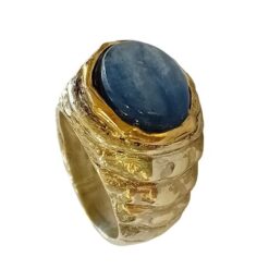 Anello MAEVA scalini con Cianite Blu  Argento925  e Bronzo