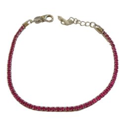 Bracciale Tennis Argento 925 con Pietre Rosse simil rubini
