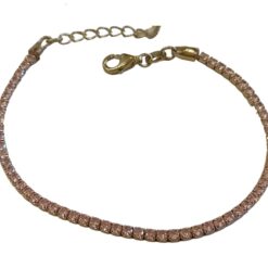 Bracciale Tennis Argento 925 con Pietre Rosa simil quarzo