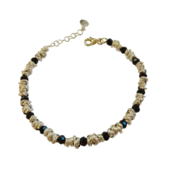 Bracciale Maglie in Argento925 e Pietre Nere