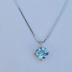 Collana Punto Luce in Oro Bianco e Topazio Azzurro