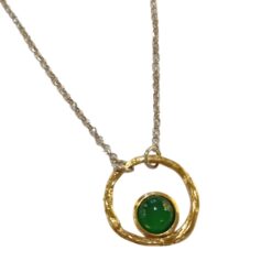 Ursumando Collana Cerchio Agata Verde Argento e Bronzo Lav.Artigianale CD482