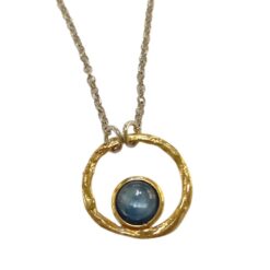 Ursumando Collana Cerchio Agata Blu Argento e Bronzo Lav.Artigianale CD482