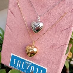 Collana con Cuore bombato mis.media Silver o Laminato Oro