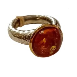 Ursumando Anello Argento925 e Bronzo con Ambra AN556