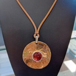 Ursumando Collana Disco con Ambra  Argento/Bronzo Lav.Artigianale CD230