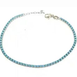 Bracciale Tennis Argento 925 con Pietre Azzurre simil acquamarina