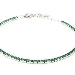Bracciale Tennis Argento 925 con Pietre Verdi simil smeraldi