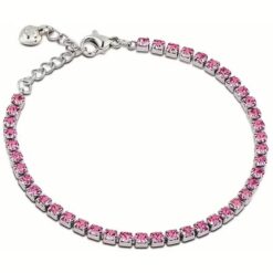 Bracciale Tennis Argento 925 con Pietre Fucsia