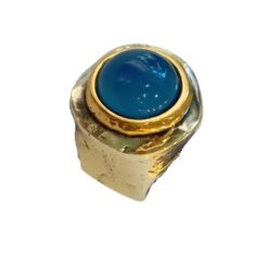 Anello MAEVA Collection in Argento925 e Bronzo Agata Blu