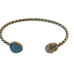 Bracciale MAEVA Collection rigido intreccio in Argento925  Bronzo e Cianite Blu