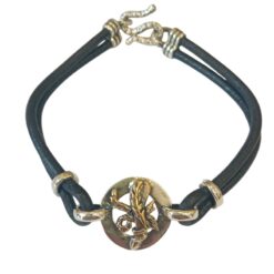 Bracciale Uomo MAEVA ASSO BASTONI Argento925 e Bronzo con cuoio