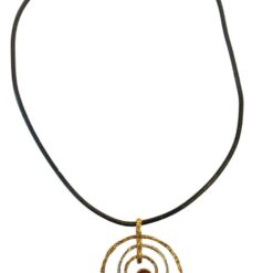Collana tre cerchi martellati Argento e Bronzo con Pietra Lav.Artigianale