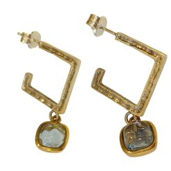 Orecchini MAEVA Collection rombo Argento925 e Bronzo con pietre azzurre